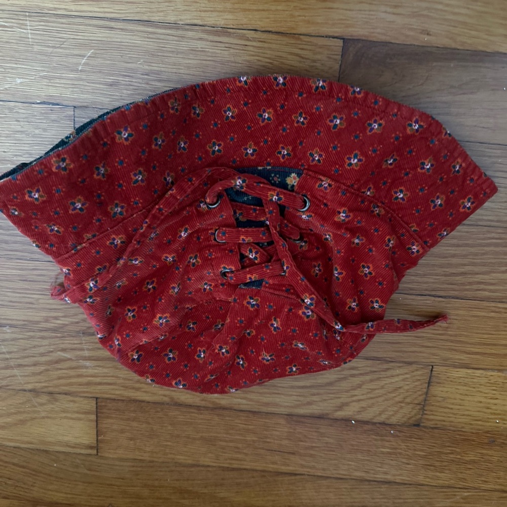 GAP vintage corduroy bucket hat 100% cotton M red flower print